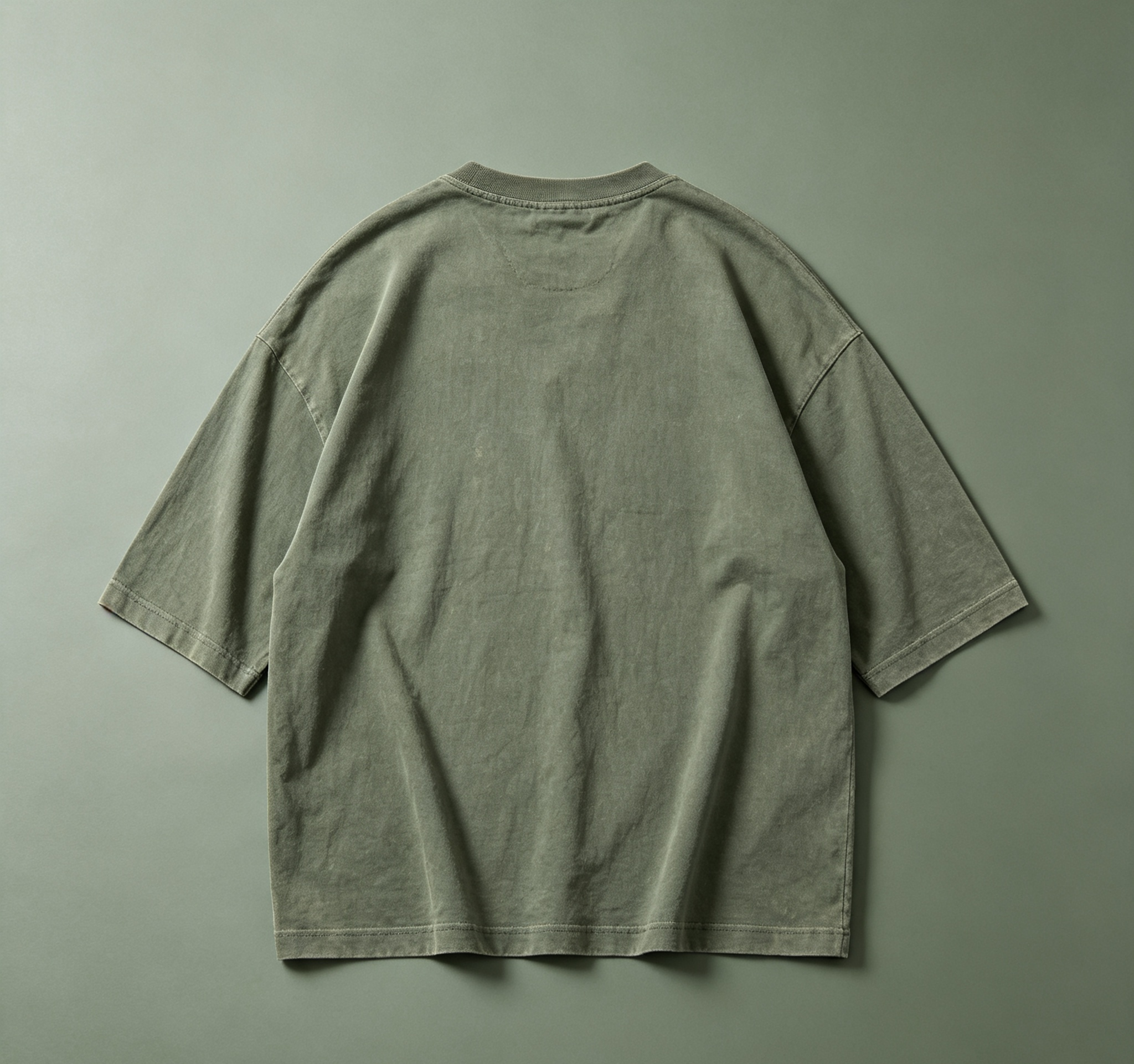 PremiumLoom Washed Sage Green Three-Quarter Sleeve Casual Transition Tee