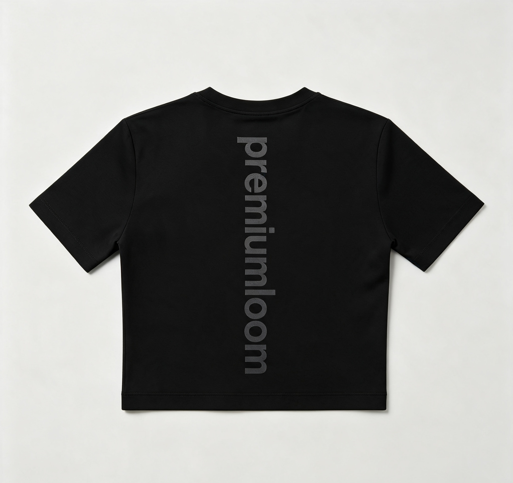 PremiumLoom Black Slim Cropped Stretch Cotton Streetwear Tee